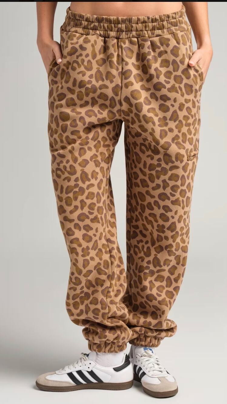 Comfrt Airplane Mode Travel Sweatpants Limited Edition Brown Leopard Size Medium